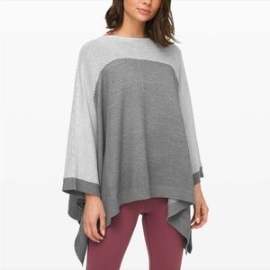 Lululemon It All Lines Up Gray Poncho Ribbed Color Block Pullover